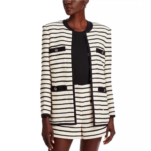Veronica Beard Other - Veronica Beard Cream Ivory & Black Striped Tweed Blazer and Shorts Set size 6